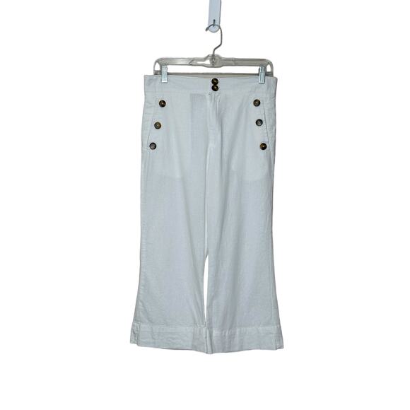 Jen’s Pirate Booty white linen cropped pants size M - Picture 5 of 6